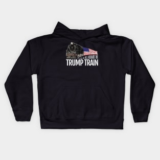 All Aboard the Trump Train 2020 American Flag Kids Hoodie